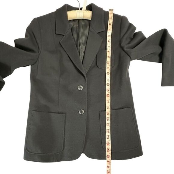 Vintage 80s Classic Fine Knit Pure New Wool Black Blazer EU Size 42 or US Large - Picture 8 of 12